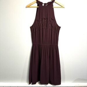 American Eagle Outfitters women’s small brown dress drop waist with lace 72B5